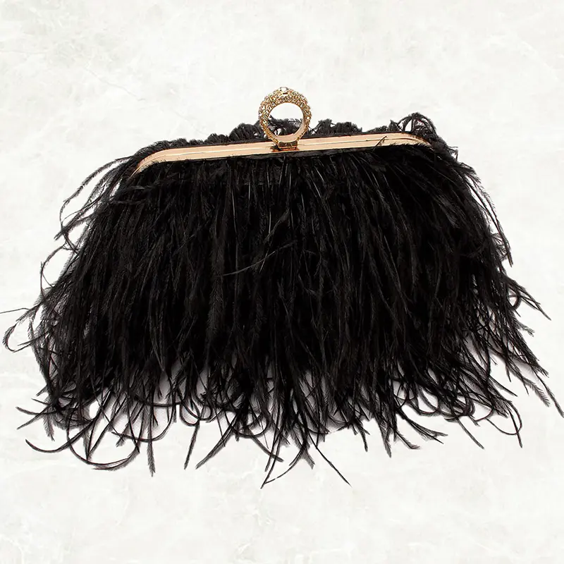 China Luxury Ostrich Feather Party Evening Bag Clutch Manufacturer, Suppliers