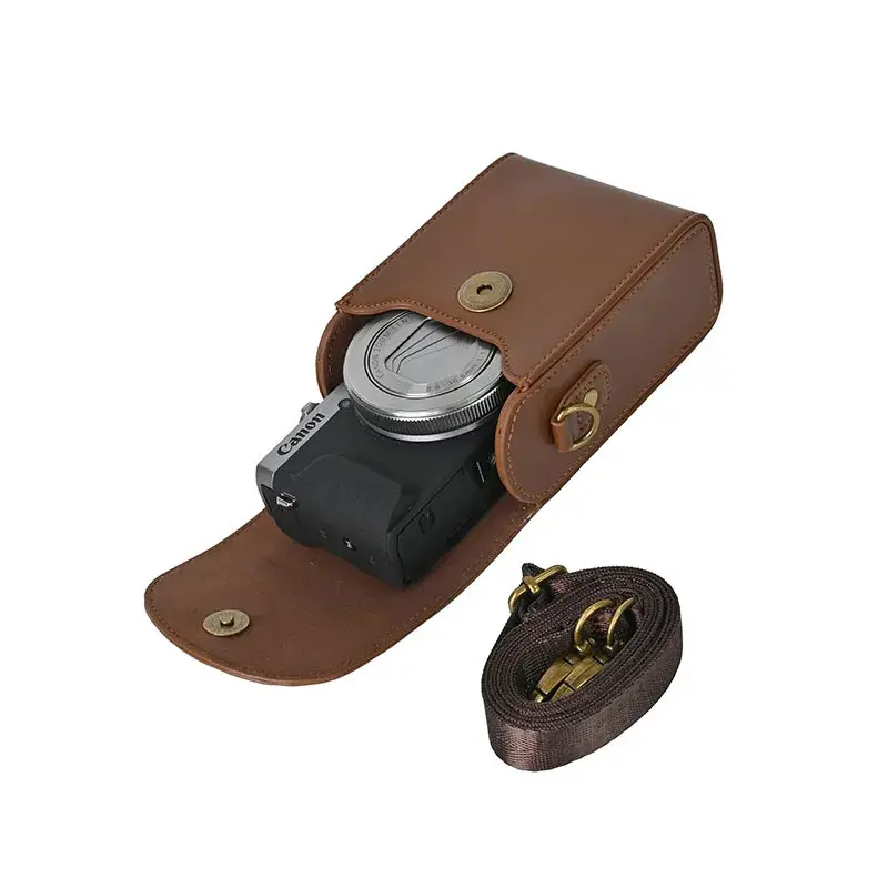 China PU Leather Solid Color Camera Messenger Bag Vintage Camera Bag Manufacturer, Suppliers