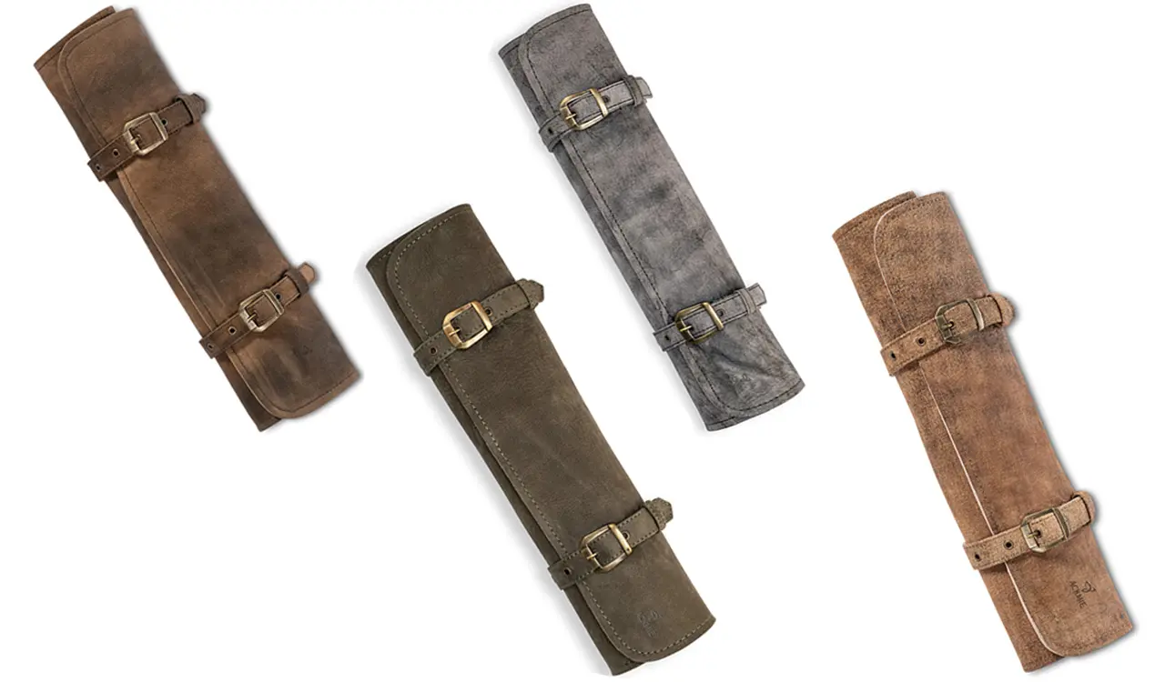 Leather Knife Roll Bag Detail