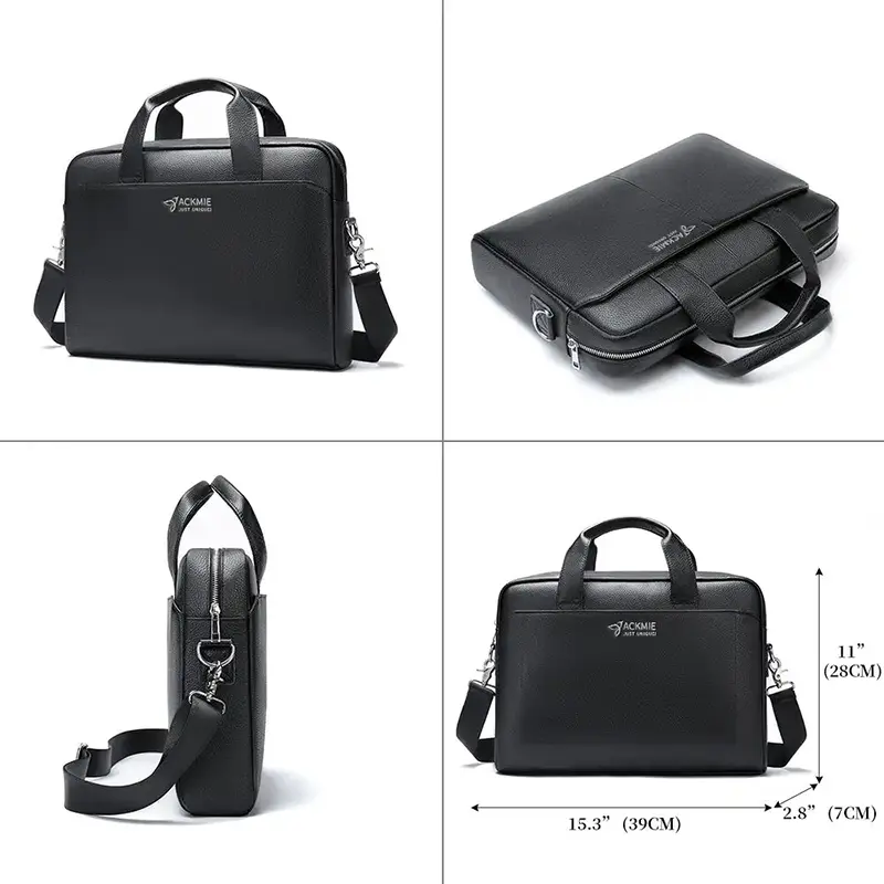 Wholesale Men's Leather Laptop Bag Head Layer Leather Briefcase Manufacturers, Factory