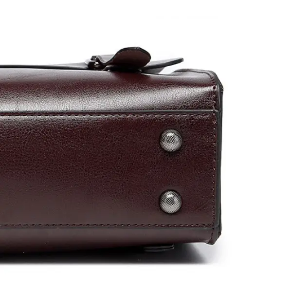 China Vintage Large PU Leather Laptop Briefcase & Tote Backpack with Button Closure Modern Business Design Portable Laptop Handbag Manufacturers, Suppliers