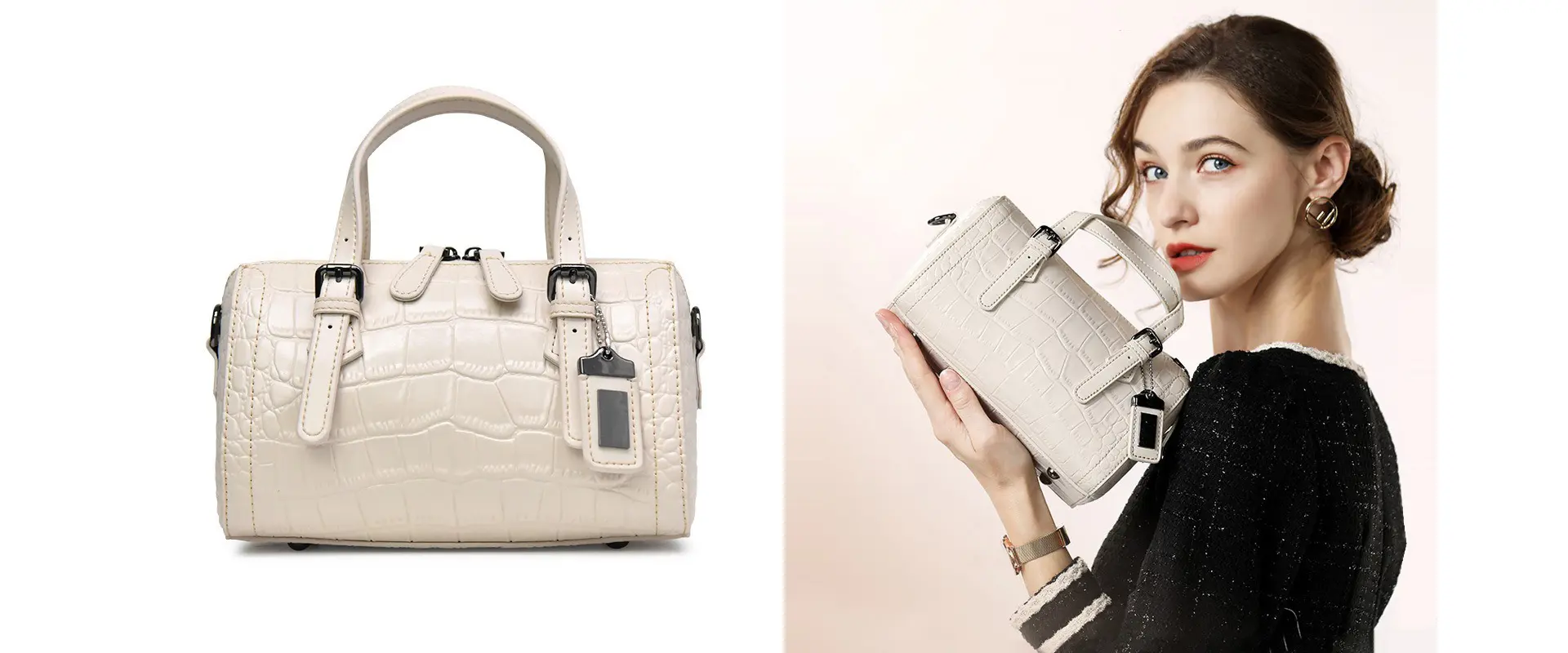 Stylish Leather Shoulder Bag Front View