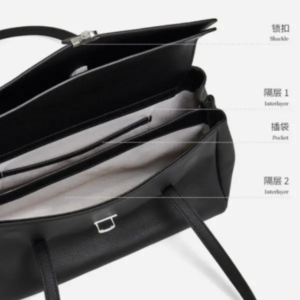 China Minimalist College Style Flip Genuine Leather Messenger Bag, Niche Large Capacity Tote Bag Women's Single Shoulder Handbag Manufacturer, Supplier