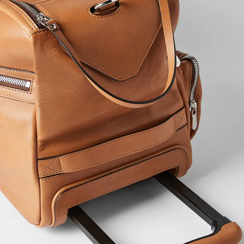 Wholesale Cowhide Trolley Bag Wheeled Duffel Bag Manufacturer, Factories