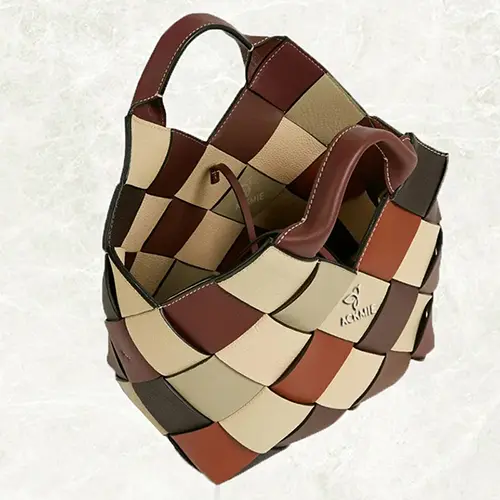 Woven leather tote bag