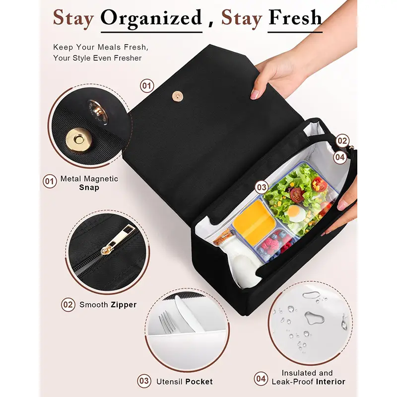 Wholesale Vegan Leather Insulated Leakproof Lunch Box with Detachable Shoulder Strap Manufacturer, Supplier