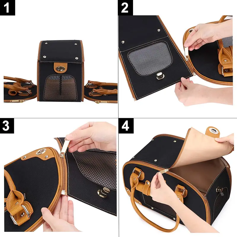 Wholesale Leather Dog Bag Handbag Travel Pet Bag Waterproof High Quality Leather Portable Pet Bag Factory, Supplier