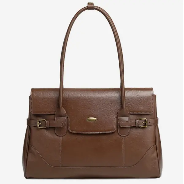 China Top Grain Leather Large Capacity Tote Bag Genuine Leather Vintage Commuter Handbag Fashion Shoulder Underarm Tote Bag Manufacturers, Factories