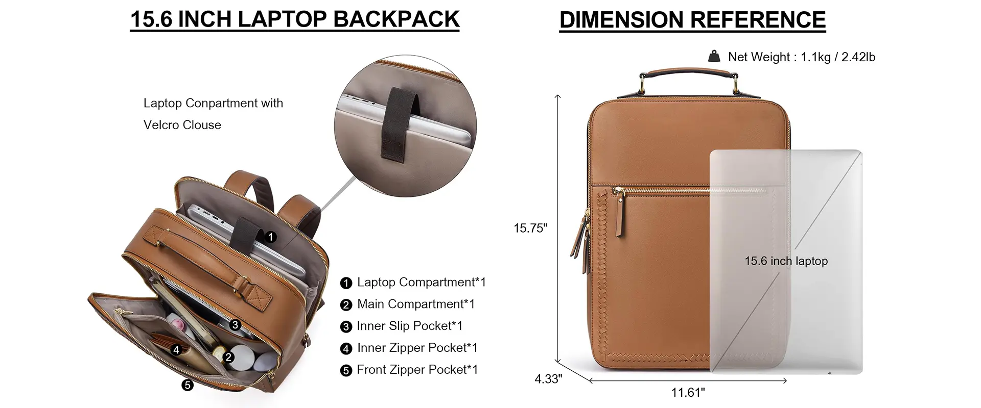 Premium Woven Leather Backpack Detail