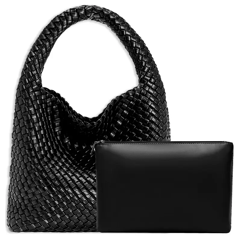China Women's Vegan Leather Handmade Woven Tote Bag Single Shoulder Handbag with Wallet Manufacturer, Manufacturers