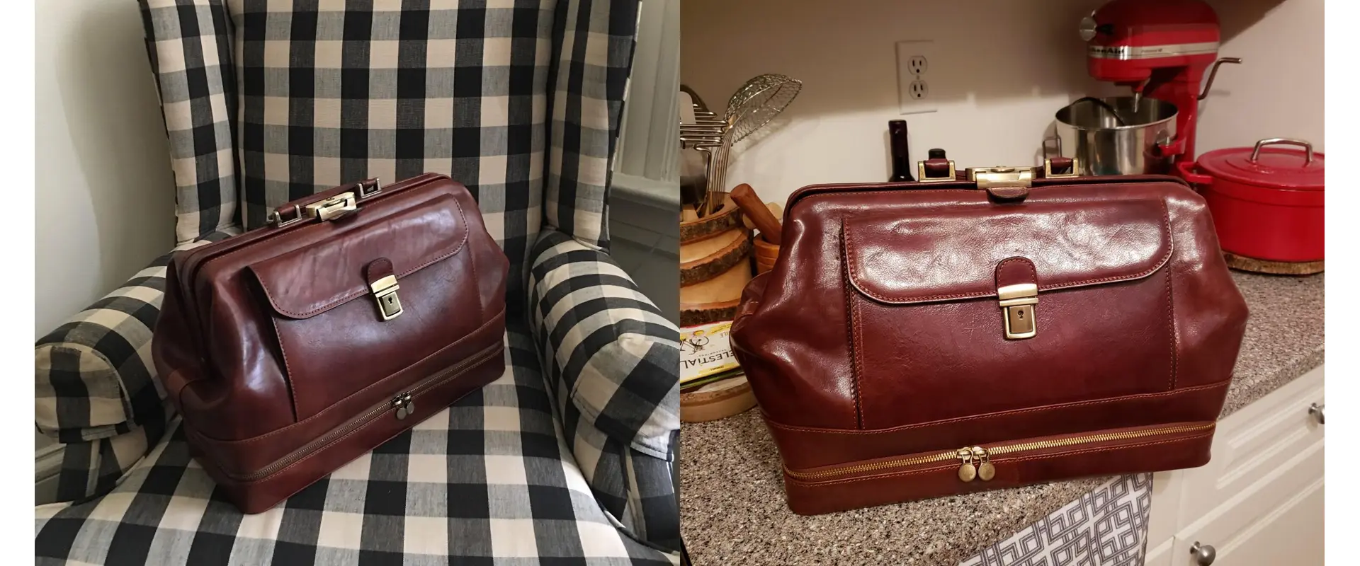 Cognac Brown Leather Doctor Bag Front View