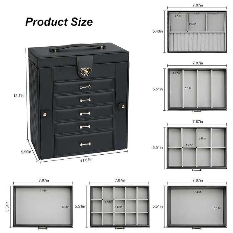 Wholesale Large Jewelry Storage Box 6 Layers Jewelry Box with Handles Women's Jewelry Case Manufacturers, Suppliers