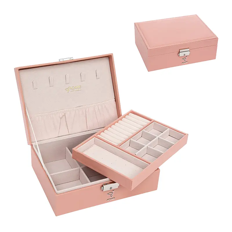 China 2 Layers Jewelry Storage Box PU Leather Jewelry Box Manufacturer, Suppliers