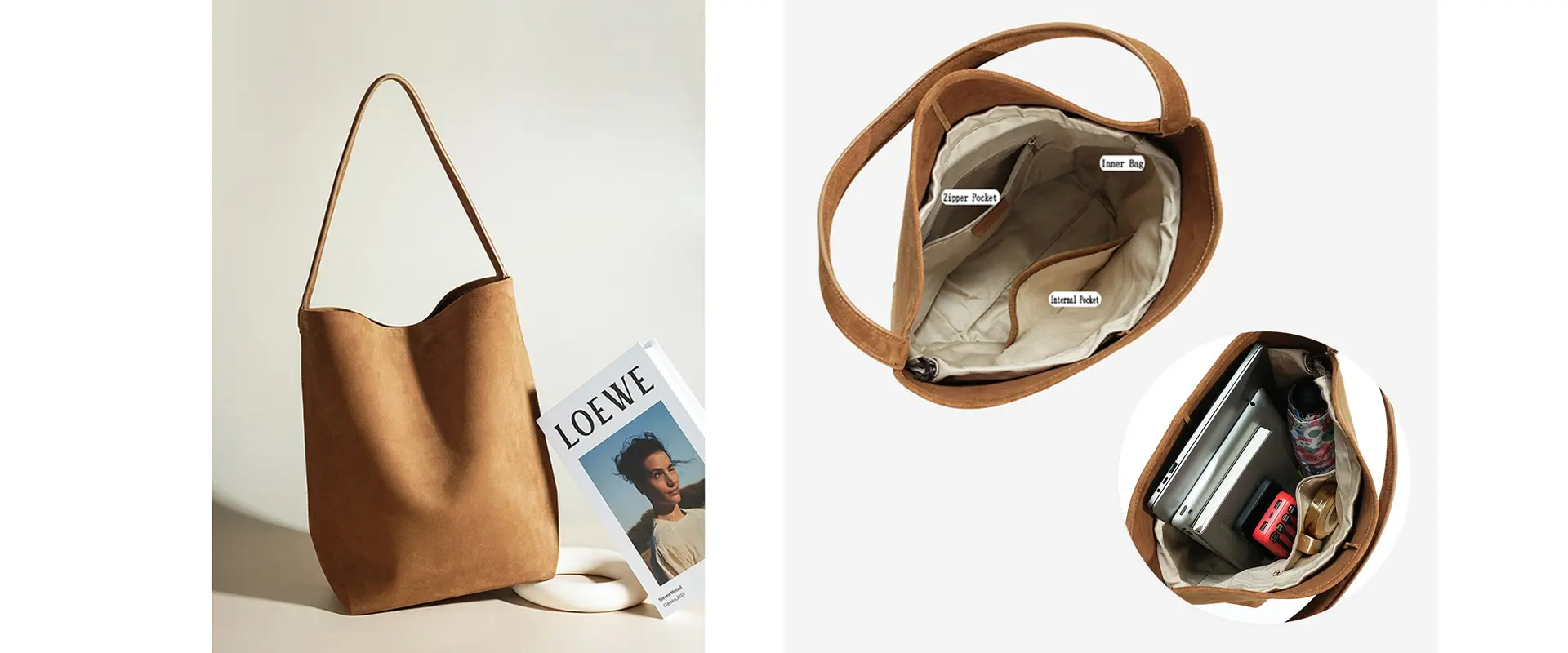 Suede Bucket Tote Craftsmanship