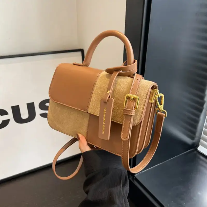 China Fashion Handbags Leather and Fabric Patchwork Women's Handbags Manufacturer, Suppliers
