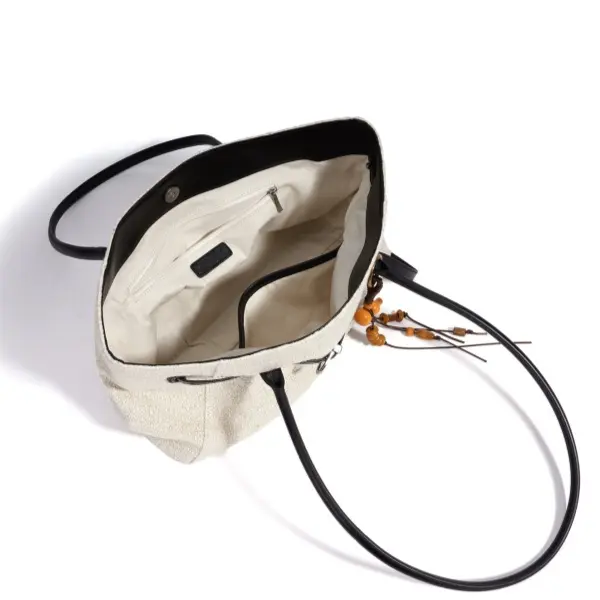 Wholesale New Design Patchwork Underarm Bag, Casual Minimalist Top-Grain Cowhide Tote Bag, Linen Large-Capacity Single Shoulder Bag Manufacturers, Factories