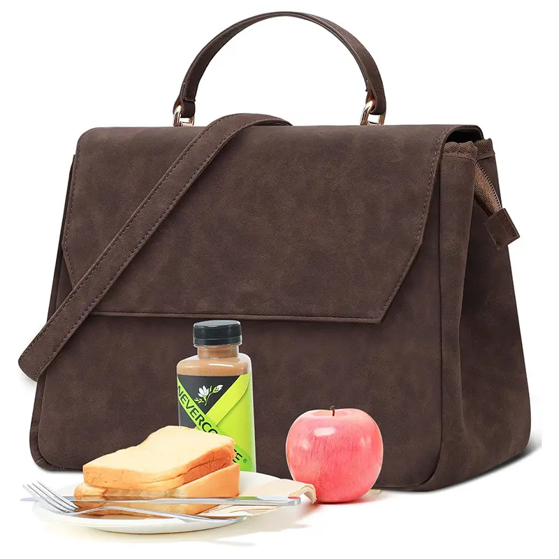 Wholesale Vegan Leather Insulated Leakproof Lunch Box with Detachable Shoulder Strap Manufacturer, Supplier