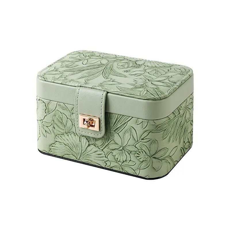China Patterned Leather Storage Box Watch Double Layer Jewelry Box Factories, Supplier