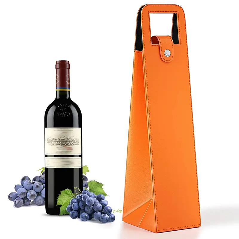 China Reusable Leather Wine Tote Bag Single Bottle Champagne Beer Gift Bag Factories, Supplier