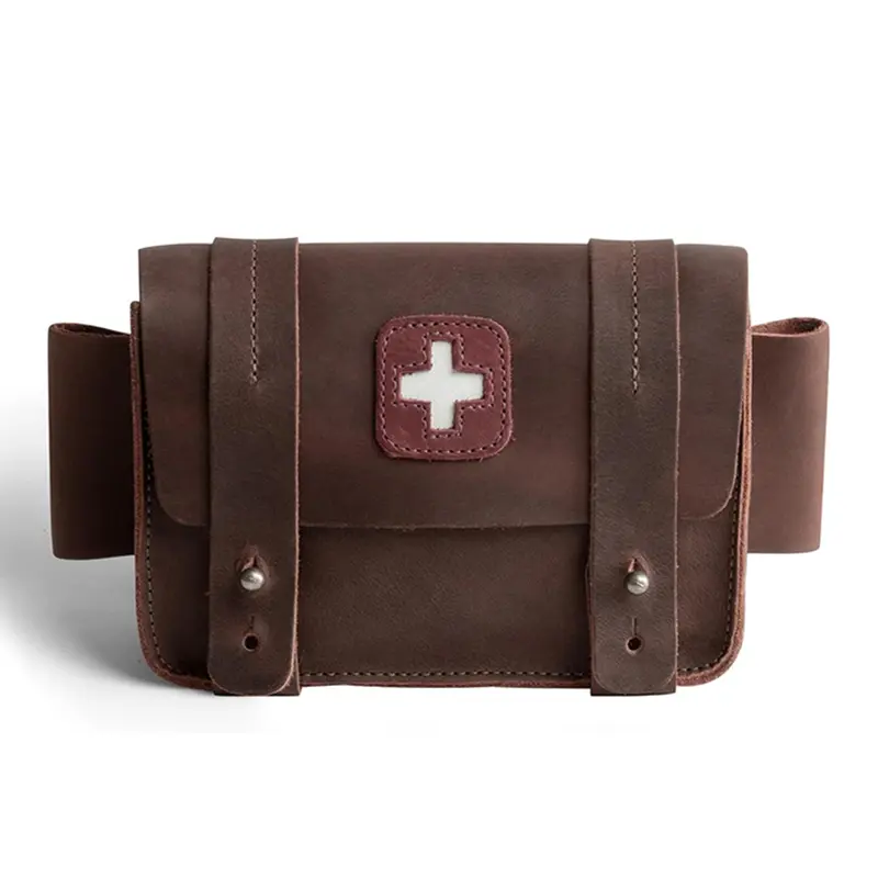Wholesale Full Grain Leather First Aid Kit Mini Medical Storage Bag Suppliers, Supplier
