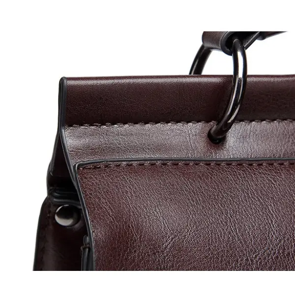 China Vintage Large PU Leather Laptop Briefcase & Tote Backpack with Button Closure Modern Business Design Portable Laptop Handbag Manufacturers, Suppliers