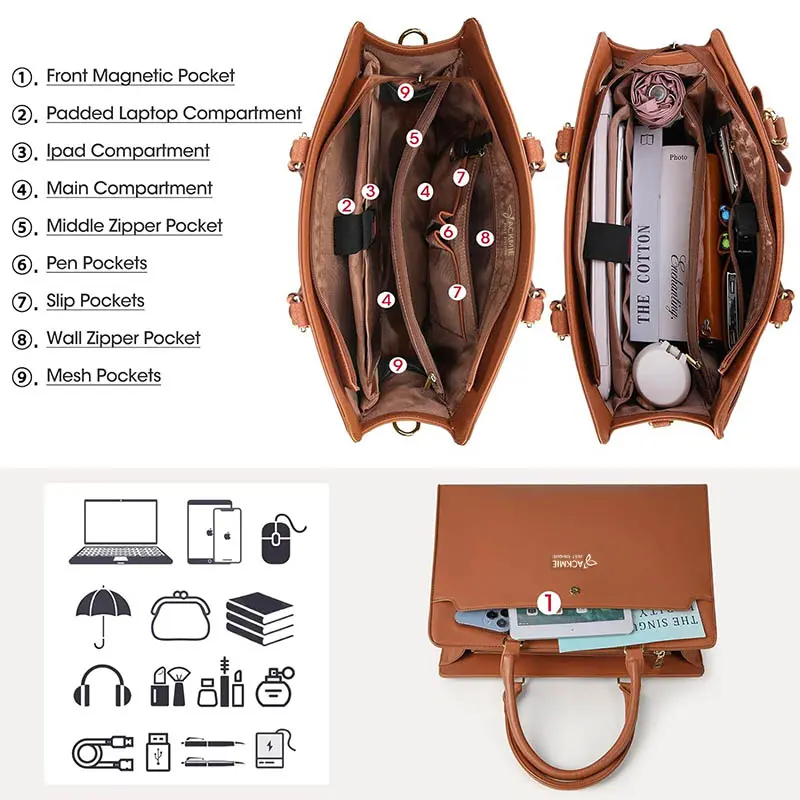 China 15.6 Inch Leather Laptop Business Shoulder Bag Factories, Suppliers
