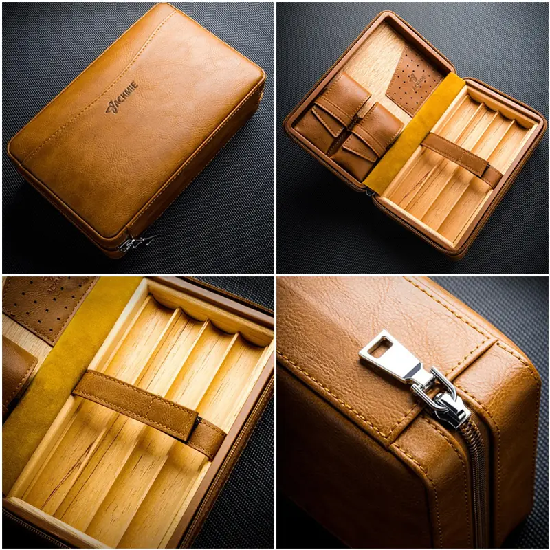 China Luxury Leather Cigar Humidor Travel Cedar Cigar Case Manufacturers, Suppliers