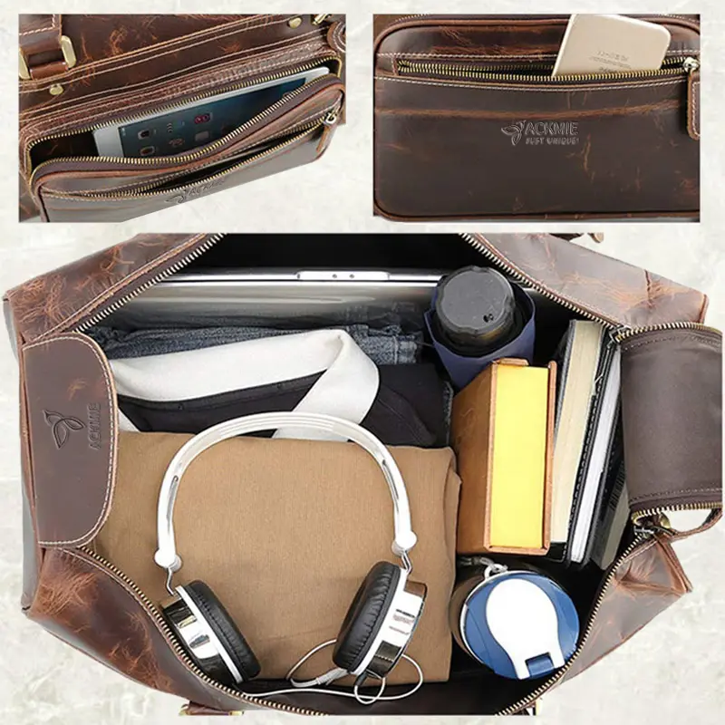 China Large Capacity Genuine Leather Trolley Duffel Bag Manufacturers, Suppliers