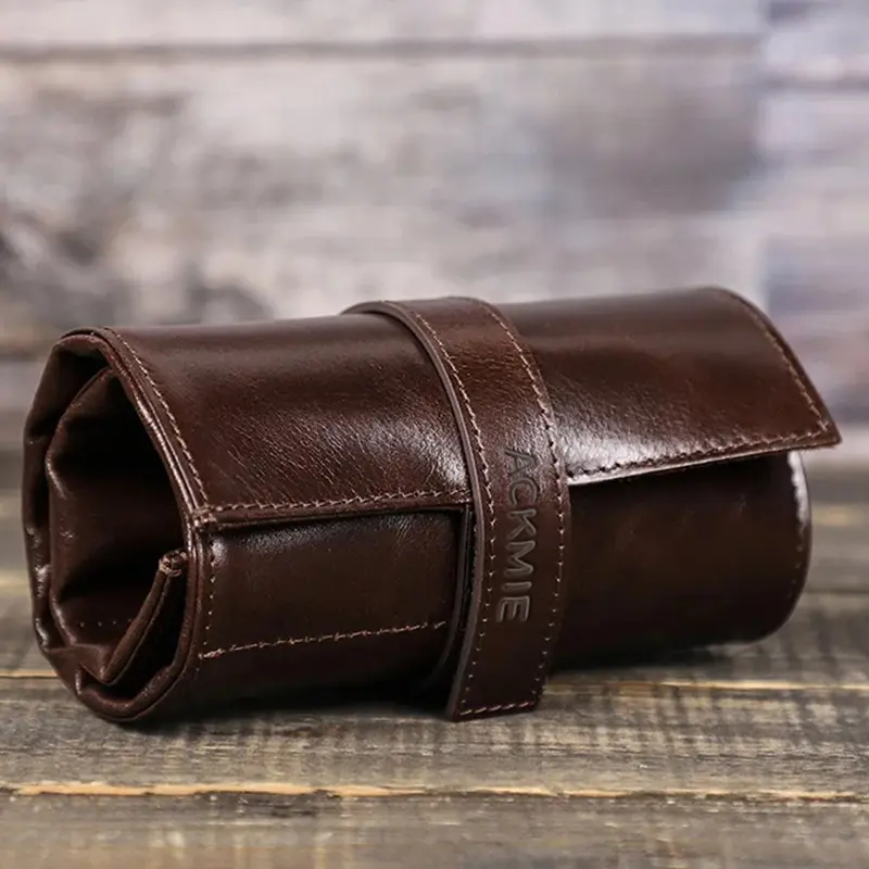 Wholesale Multifunctional Genuine Leather Watch Roll With 6 Pockets Manufacturer, Suppliers
