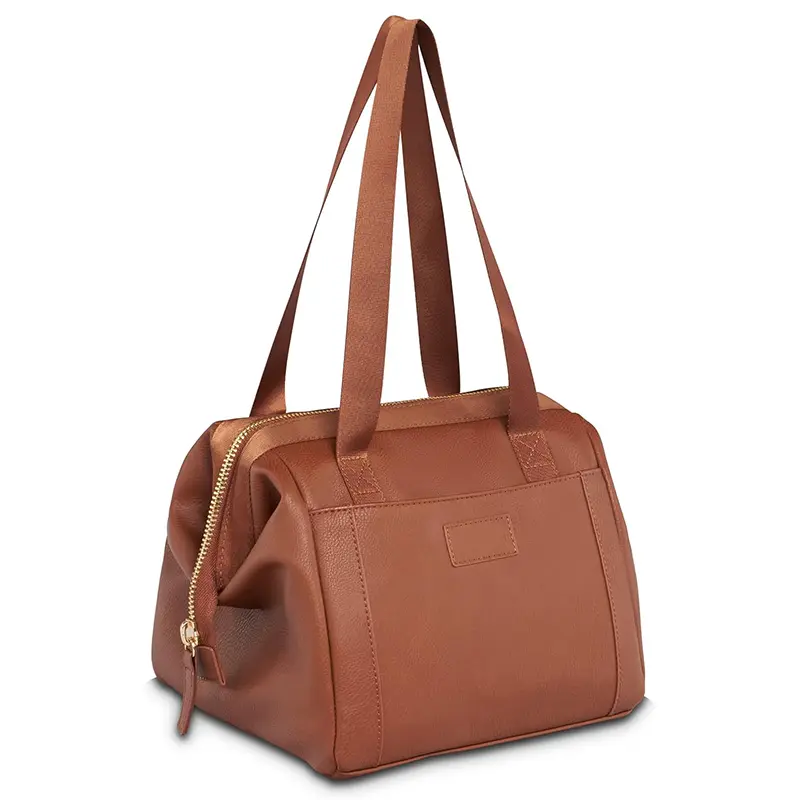 Wholesale Leather Soft Side Insulated Cooler Bag Lunch Tote Bento Bag Manufacturer, Supplier