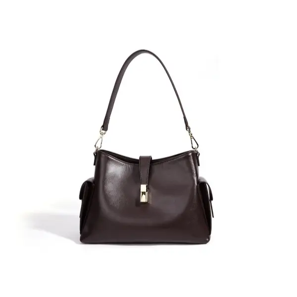 China New Women's Luxury Designed Stylish Casual Tote Bag Custom Buckle Closure Waterproof Genuine Leather Polyester Shoulder Strap Factories, Supplier