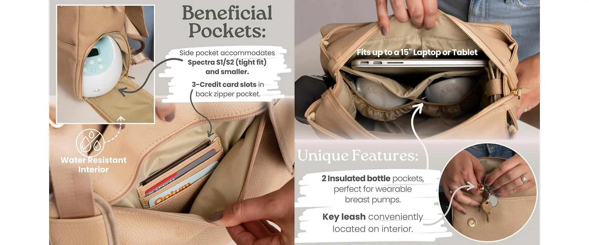 Breast Pump Bag Interior Pockets