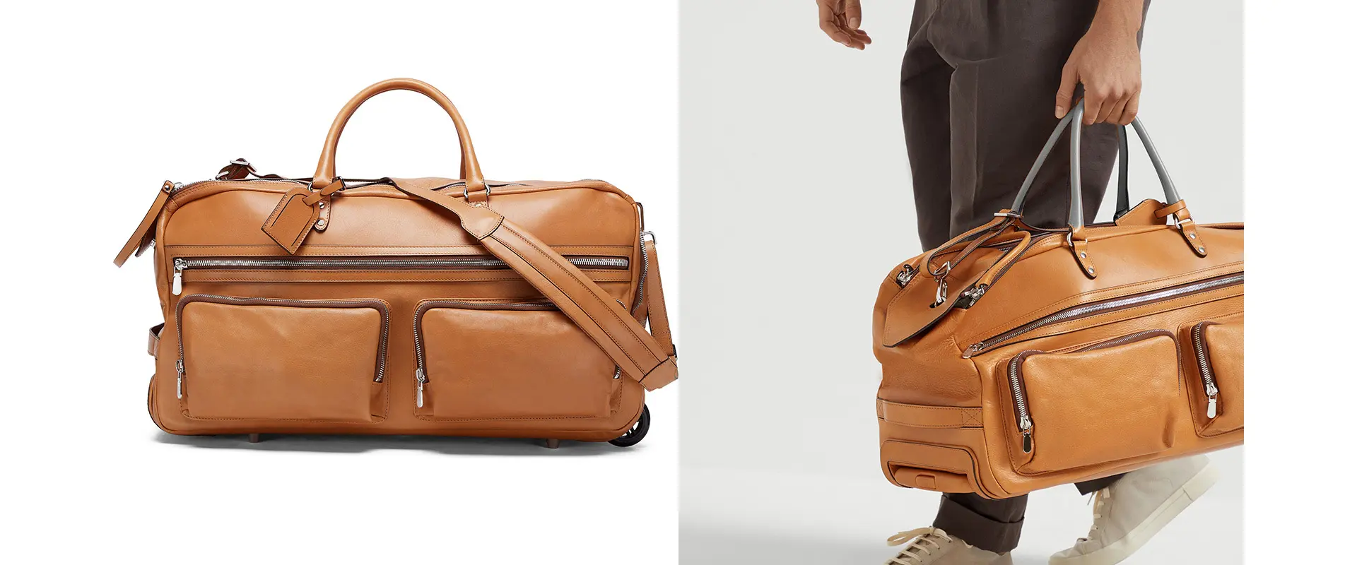 Vachetta Leather Travel Bag Diagonal View