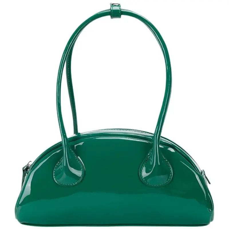 China Women's Patent Leather Bowling Bag Small Top Handle Shoulder Bag Manufacturer, Supplier