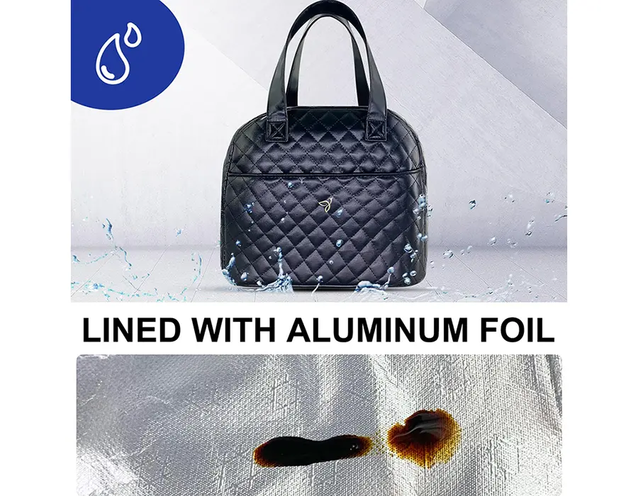 Black Quilted Lunch Bag View