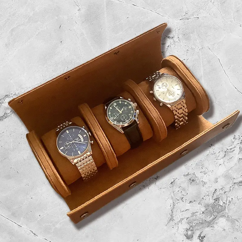 Wholesale Leather Watch Case 3-Slot Watch Roll Manufacturers, Factories