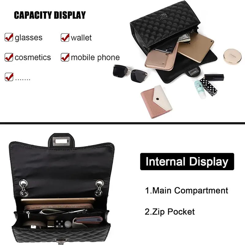 Wholesale Women's Quilted Leather Crossbody Bag with Chain Shoulder Bag Suppliers, Supplier