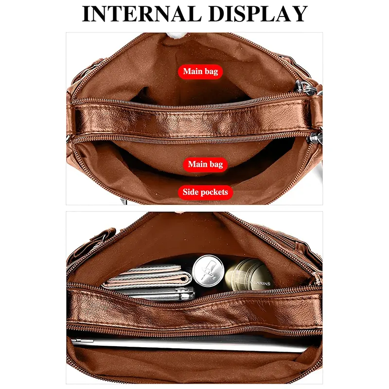 China Soft PU Leather Multi-Pocket Women's Crossbody Bag Manufacturer, Factory