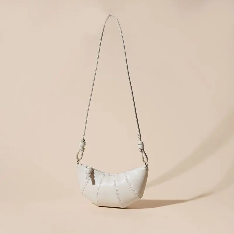 Wholesale Cowhide Dumpling Bag Croissant Bag Single Shoulder Underarm Bag Manufacturers, Factories