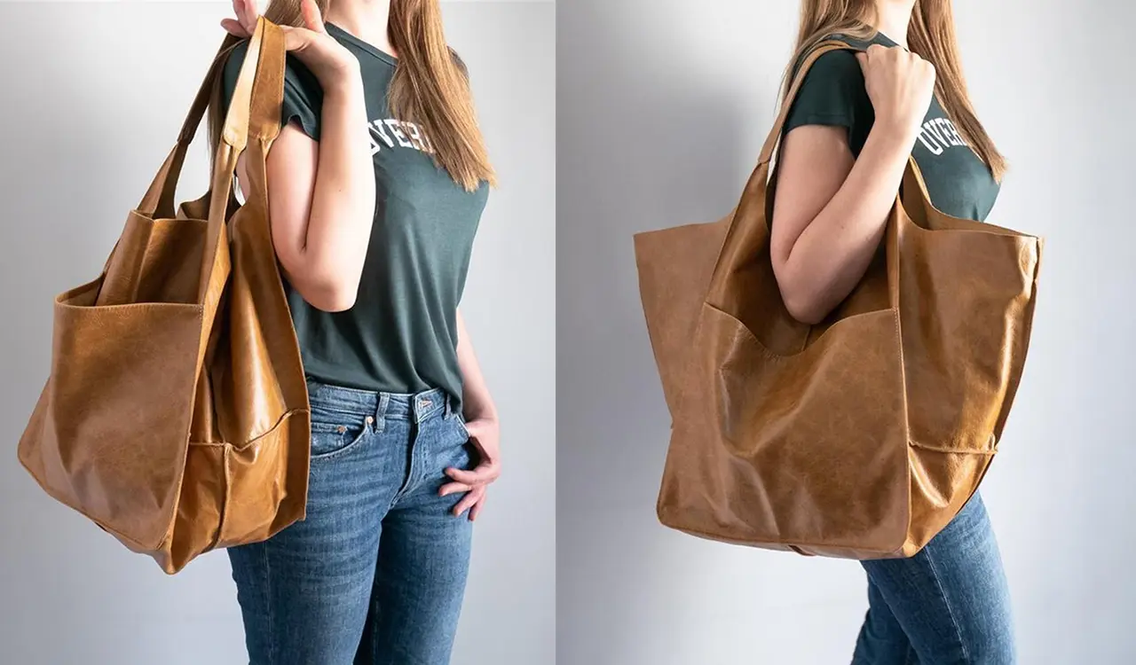 Retro Aesthetic Leather Shoulder Bag Exterior Design