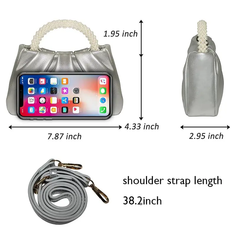 China Women's Small Pearl Soft Leather Pleated Handbag Wedding Bridal Clutch Manufacturer, Manufacturers