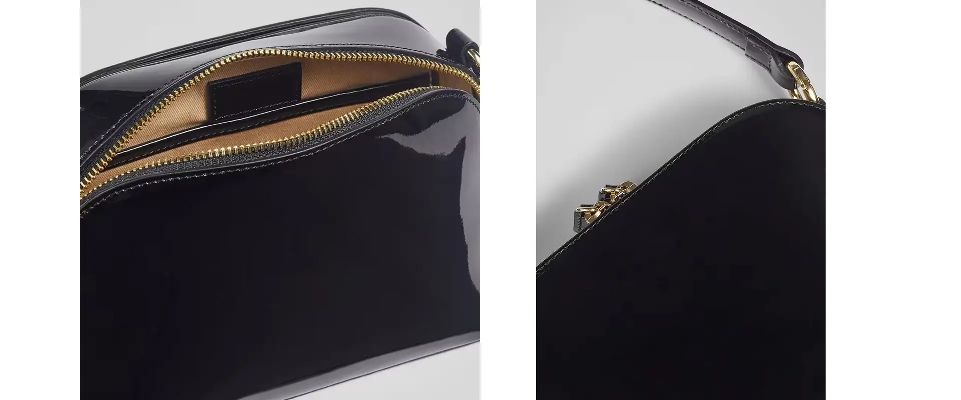 Black Patent Leather Crossbody Bag Front View