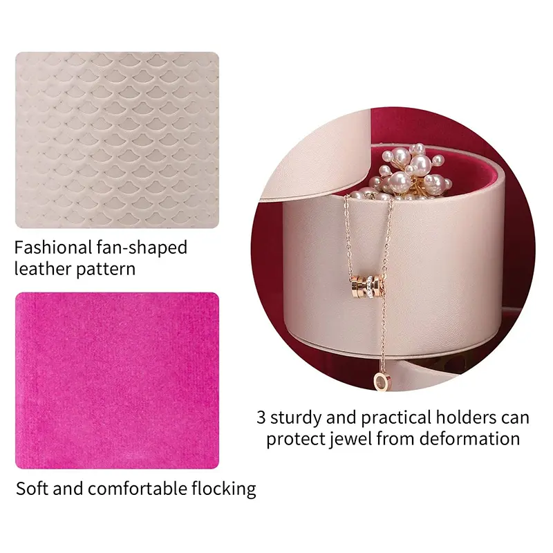 China Small 3 Layer Cylindrical Jewelry Case Travel Necklace Storage Box Factories, Supplier
