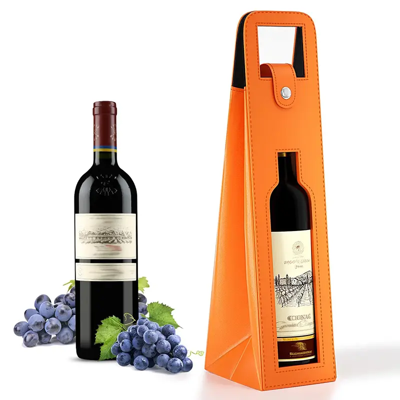 China Reusable Leather Wine Tote Bag Single Bottle Champagne Beer Gift Bag Factories, Supplier