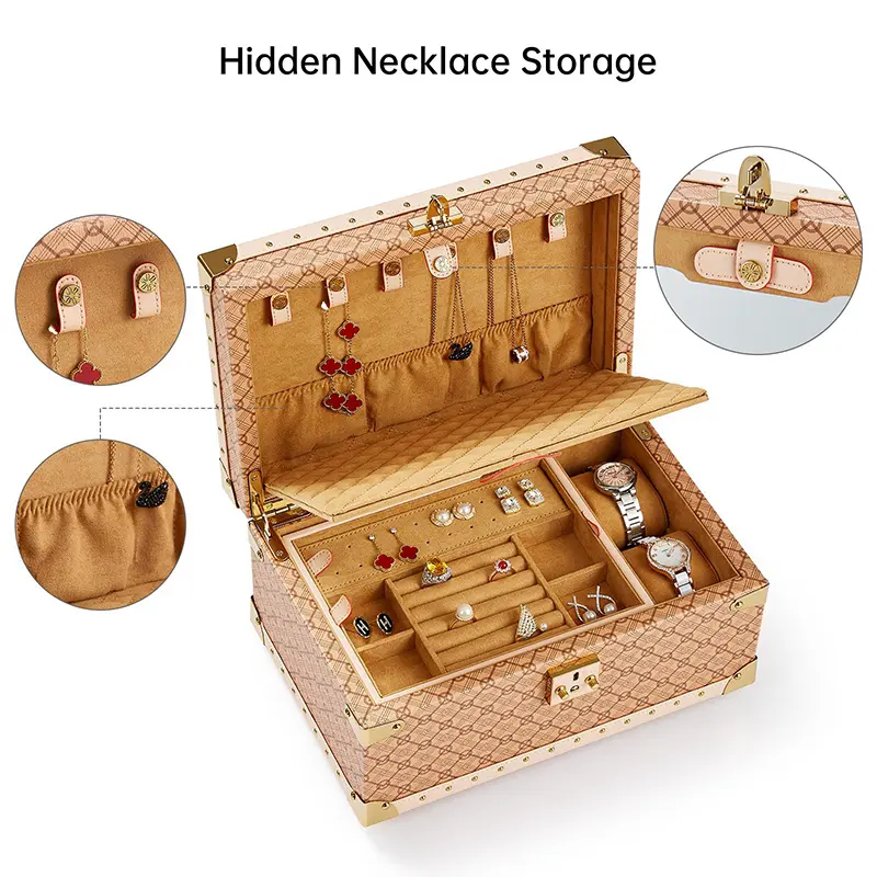 China 3 Layers Jewelry Box Vintage Jewelry Storage Box with Mirror Factories, Suppliers