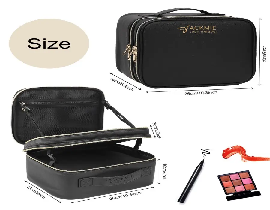 Portable Leather Makeup Bag