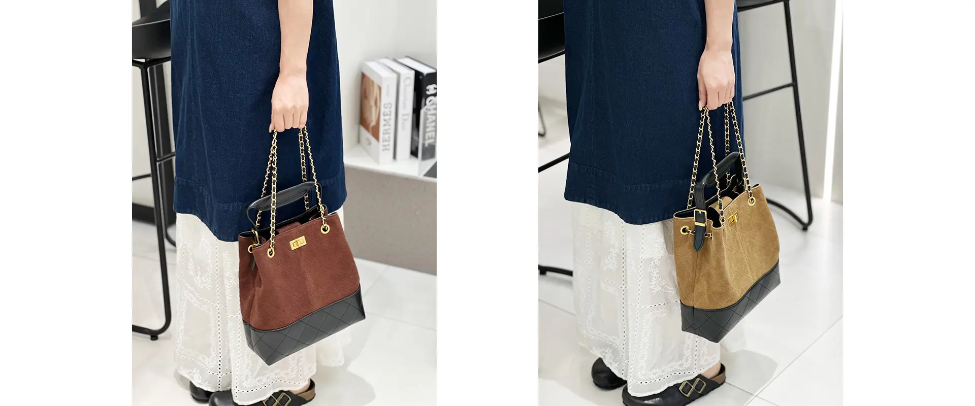 Two-tone shopping bag front view