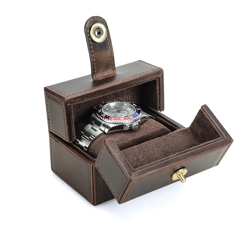 China Genuine Leather Travel Watch Case Cube Shaped Organizer Factory, Factories