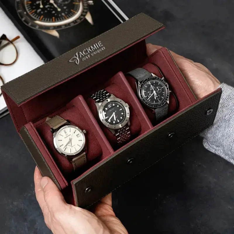 Wholesale Luxury Pu Leather Travel 3 Slots Watch Storage Box Manufacturer, Factories