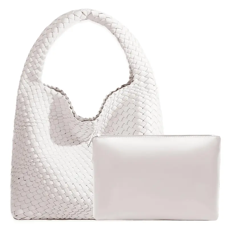 China Women's Vegan Leather Handmade Woven Tote Bag Single Shoulder Handbag with Wallet Manufacturer, Manufacturers